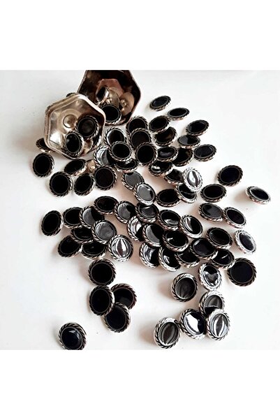 canan dizayn 21.5 Mm Ayaklı Metalize Nikel Siyah Düğme (15 ADET)