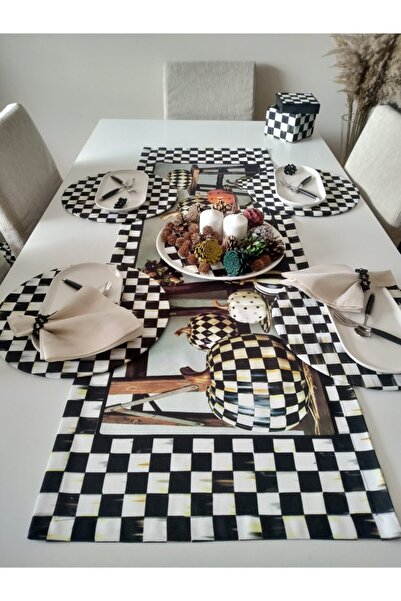 Ayşemce Amerikan Servis 4 Dama Desenli Supla, Balkabağı Desenli Runner Resimdeki Kadar Parlak Değildir,