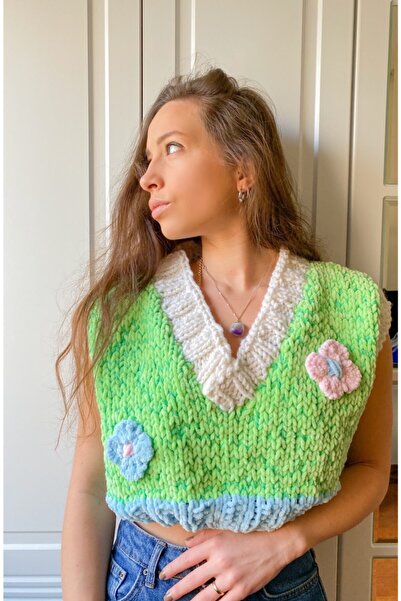 ORGANICMIRA Kadın Çiçekli Oversize Süveter