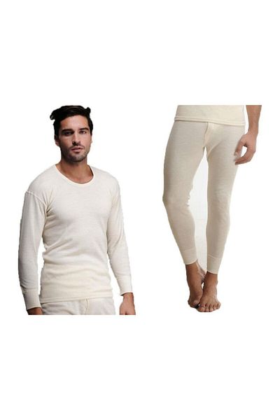Hasyün Men's Suit Underwear, Bottom Top, Woolen Underwear and Wool Long Sleeve Undershirt