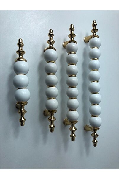 FarAy Misket Porselen Görünümlü Kulp Altın-beyaz 64 Mm