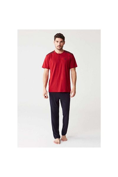 Mod Collection 3258 Triple Men's Pajama Set - Claret Red