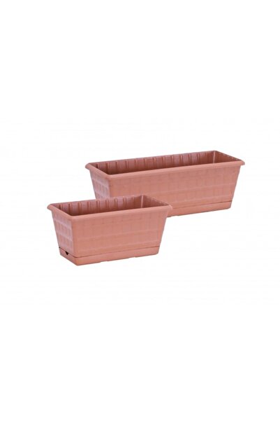 sağlam plastik Balkon Saksı 2'li Set 30 Cm-40 Cm Kahverengi