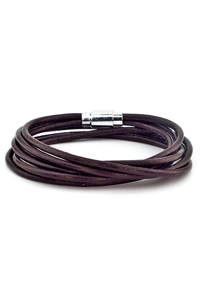 Solfera Brown Wrapped Leather Magnet Men's Bracelet M003f