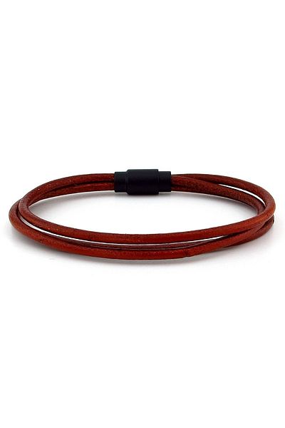 Solfera Tan Brown Original Leather 3 Row Magnet Men's Bracelet M004k