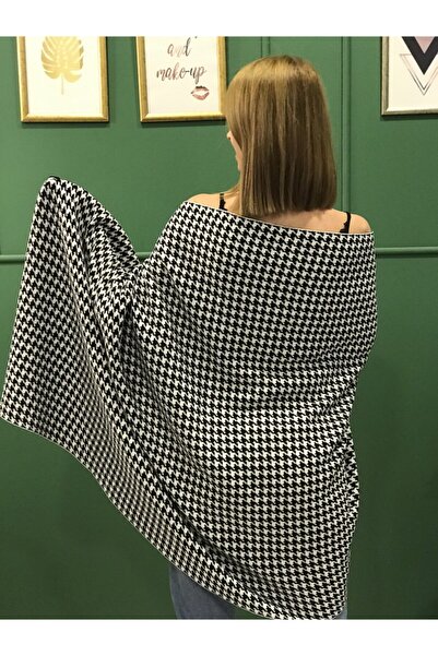 Ocean Black Houndstooth Knitwear Shoulder Shawl