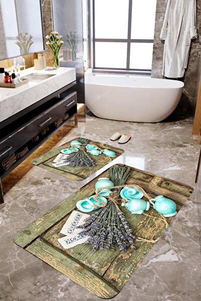 MEKTA HOME Set de covorașe de baie din 2 piese cu model de vază Mktbp-076 60x...