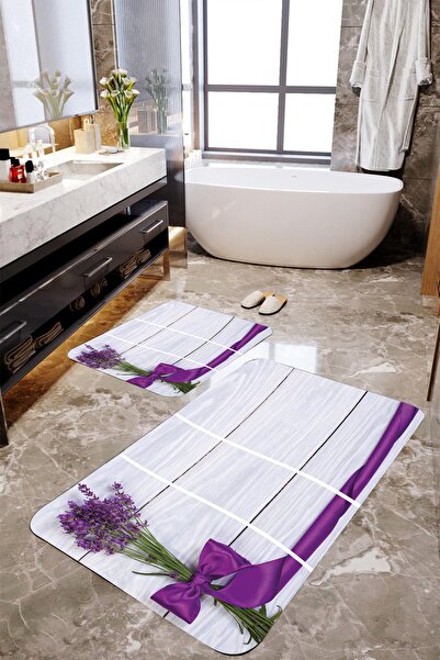 MEKTA HOME Σετ πατάκι μπάνιου 2 τεμαχίων λεβάντας Mktbp-084 60x100/50x60