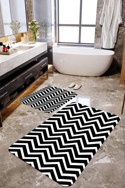 MEKTA HOME Σετ πατάκι μπάνιου ριγέ 2 τεμαχίων Mktbp-052 60x100/50x60