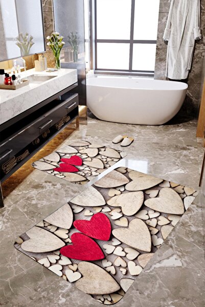 MEKTA HOME 3 Boyutlu Kalpli 2'li Banyo Paspas Takımı Mktbp-013 60x100/50x60