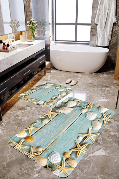 MEKTA HOME Σετ πατάκι μπάνιου Starfish 2 τεμαχίων Mktbp-051 60x100/50x60