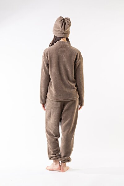 Minteks Дамски комплект с качулка и цип Wellsoft в кафяво