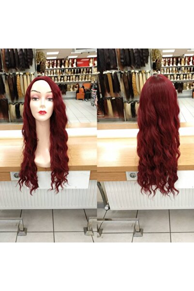 My Hair Türkiye Bayan Peruk Fiber Sentetik Su Dalgası Kızıl 75 Cm 250 gr