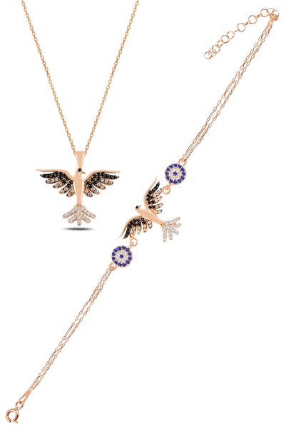 Forenza Kadın Gümüş Rose Anka Kuşu Set 925 Ayar