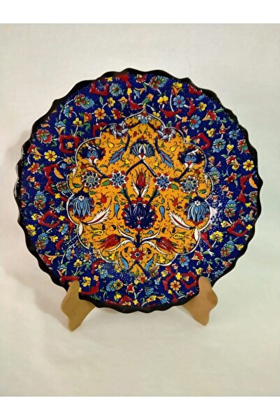 Sultan Çini -çini El Emeği Desenli 30 Cm Özel El Işi Teship Sanatı Duvar Tabağı