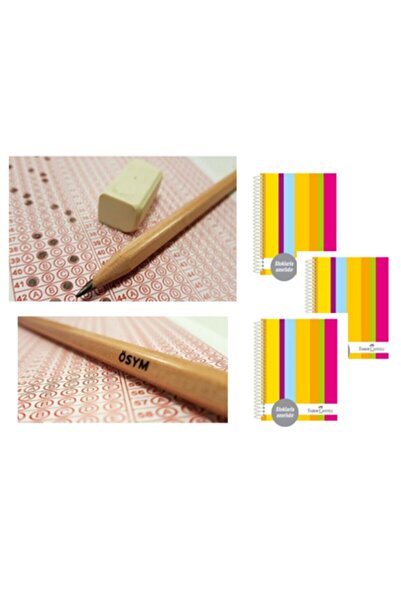 Faber Castell F.c Copertă rigidă 3+1+1 Caiet A4 200 pagini. 3 bucăți creioane Faber-castell Natural Osm 20" 2,5b