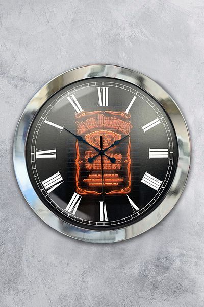 Kasva Concept Gift 36 cm Chrome Metal Whiskey Wall Clock