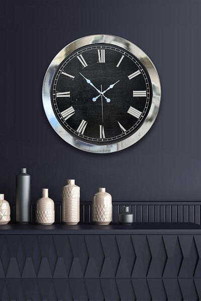 Kasva Concept Gift 36 cm Chrome Metal Natural Wall Clock
