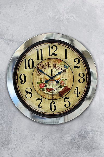 Kasva Concept Gift 36 cm Chrome Metal Kitchen Wall Clock