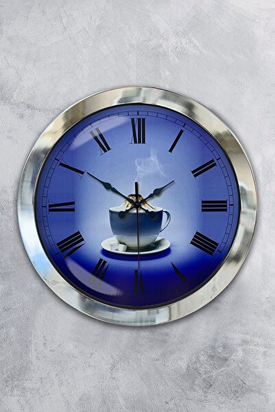 Platin Saat هدية ساعة حائط مطبخ معدنية من الكروم مقاس 36 سم