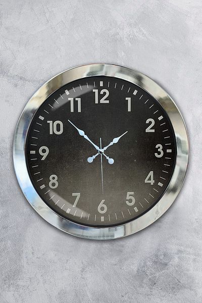 Kasva Concept Gift 36 cm Chrome Metal Classic Wall Clock