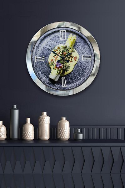 Kasva Concept Gift 36 cm Chrome Metal Kitchen Wall Clock