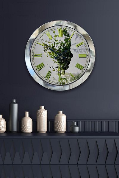 Kasva Concept 36 cm Chrome Metal Climate Themed Wall Clock