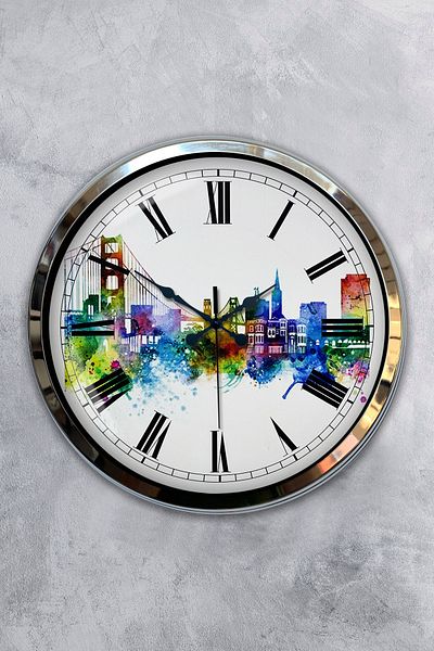 Kasva Concept Δώρο 40 εκ. Χρώμιο Μεταλλικό Ρολόι Τοίχου Istanbul