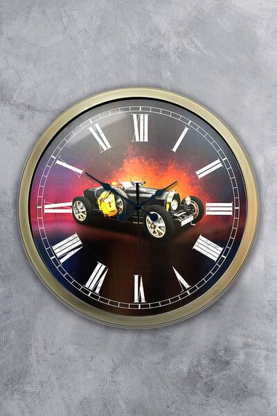 Dream Gift Ρολόι τοίχου δώρου αυτοκινήτου αντίκα μεταλλικό 40 εκ