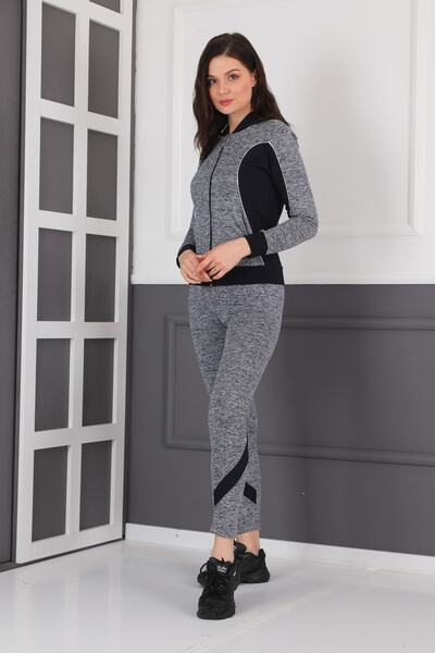 WestBound Жіночий сірий комплект з капюшоном, кайтом на блискавці та легінсами