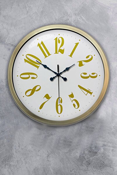 Kasva Concept ساعة حائط معدنية عتيقة مقاس 40 سم باللون الأصفر
