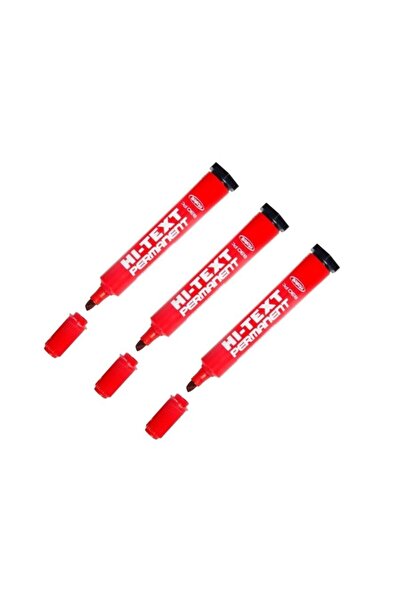 Hi-Text قلم تحديد دائم باللون الأحمر 3 قطع