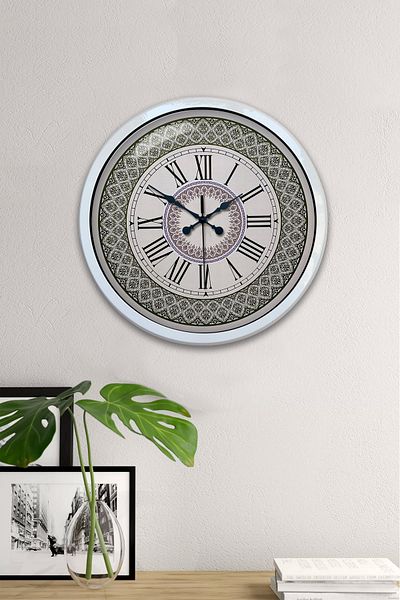 Kasva Concept Gift 40 cm White Metal Roman Numeral Wall Clock