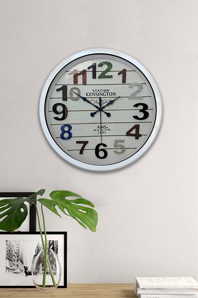 Kasva Concept Gift 40 cm White Metal Colored Number Wall Clock