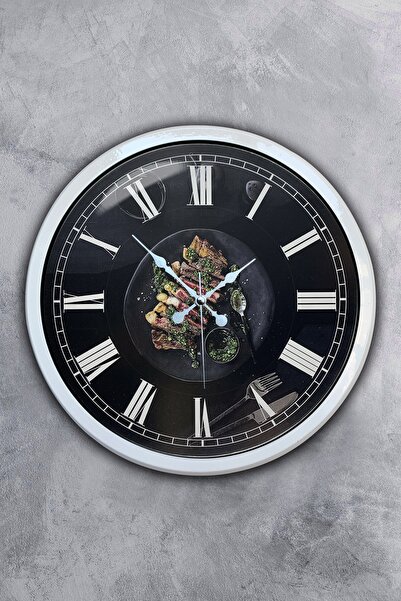 Platin Saat ساعة حائط للمطبخ معدن أبيض مقاس 40 سم