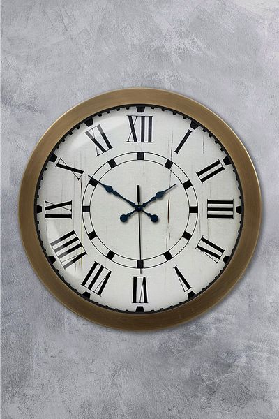Kasva Concept Gift 36 cm Antique Metal Classic Roman Wall Clock
