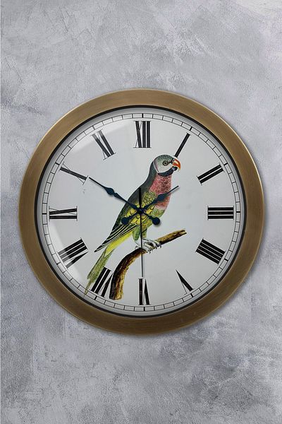 Kasva Concept 36 cm Antique Metal Bird Wall Clock