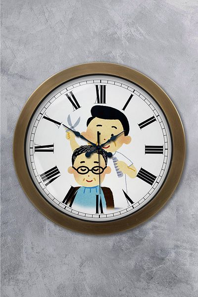 Kasva Concept Gift 36 cm Antique Metal Barber Wall Clock
