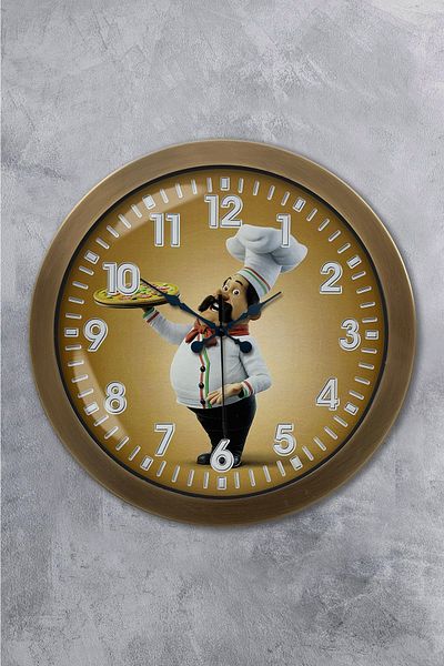 Kasva Concept Gift 36 cm Antique Metal Cook Kitchen Wall Clock