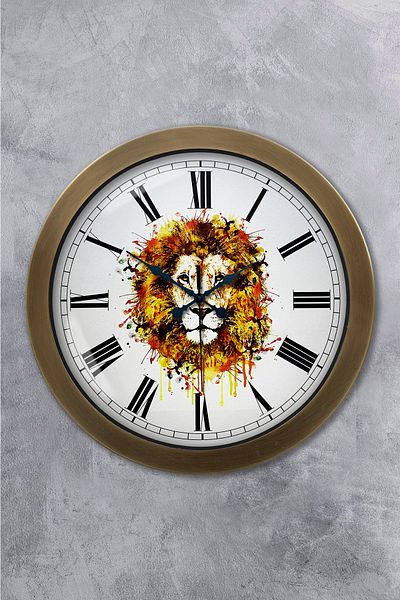 Kasva Concept Gift 36 cm Antique Metal Lion Themed Wall Clock