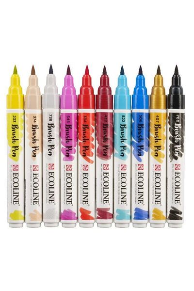 Talens Ecoline Brush Pen Brush Tip Pen Set 10 Colors Fashion Colors
