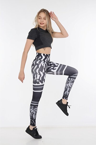 MAGZA Women's Black High Waist Digital Sports Leggings