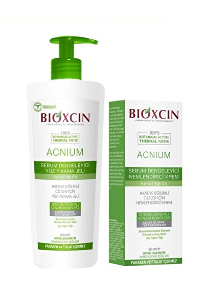 Bioxcin Acnium Akneye Eğilimli Ciltler Için Yüz Yıkama Jeli+Nemlendirici Krem