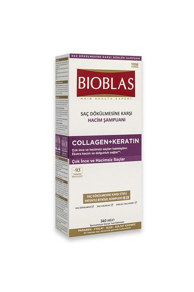 Bioblas Collagen Keratin 360 ml Anti-Hair Loss Volume Shampoo