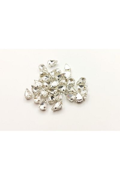yiğit aksesuar Cased Strut Drop Glass Stone White 100 Pieces