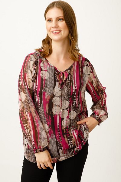 Ekol Lace-up Chiffon Blouse