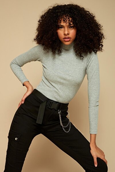 Select Moda Жіноча сіра кофта з рибальським коміром і шнурком