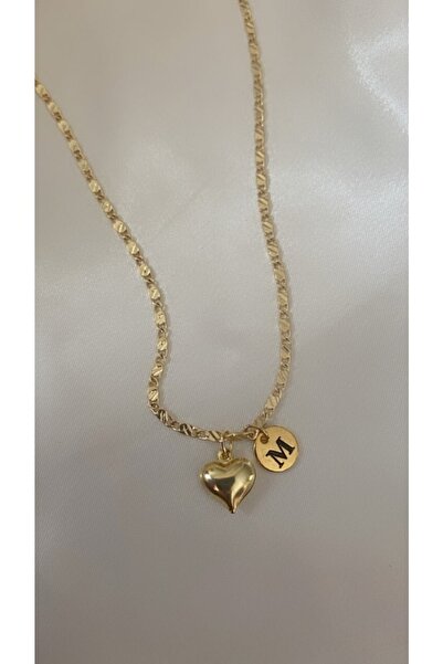 Asia by Leuvoié Altın Kaplama M Harfli Kalp Kolye