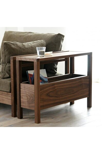 one design Ahşap Koltuk Yan Sehpa Ahşap Ceviz Sehpa