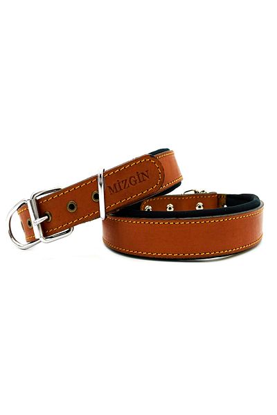 Tasma Market Brown Soft Textured Leather Dog Collar Dog Collar